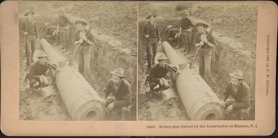 Krupp gun buried by the Insurrectos at Malolos, P. I.